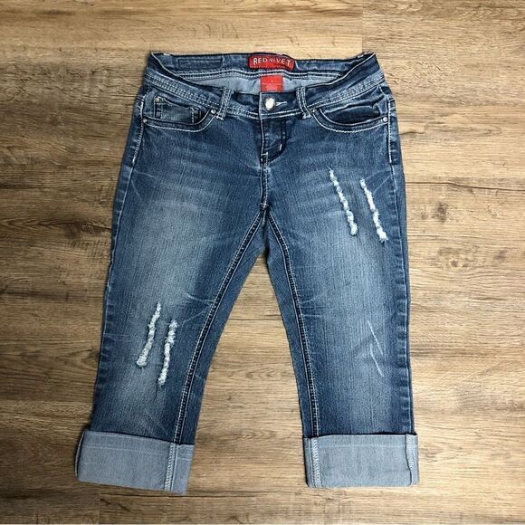 Red Rivet Capri Jeans Size 3 - Picture 1 of 6